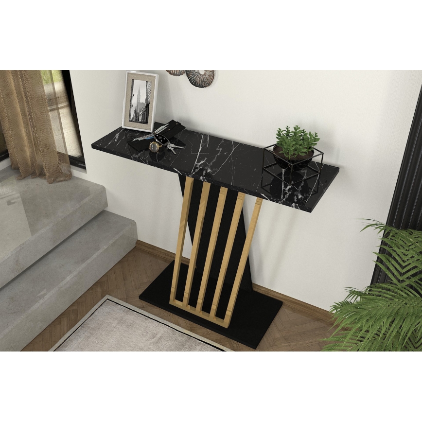 Mesa de apoio GRAVITY 76,8x90 cm preto/dourado