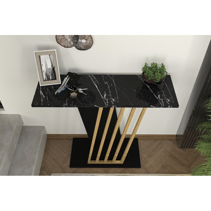 Mesa de apoio GRAVITY 76,8x90 cm preto/dourado