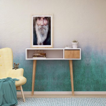 Mesa de apoio KIOGI 94x100 cm branco/ bege