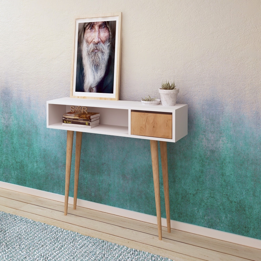 Mesa de apoio KIOGI 94x100 cm branco/ bege