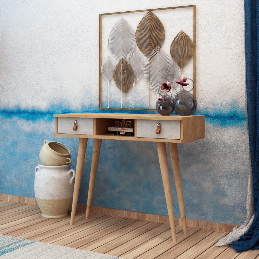 Mesa de apoio LAWEN 88x100 cm bege/cinzento