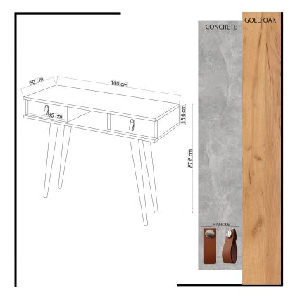 Mesa de apoio LAWEN 88x100 cm bege/cinzento