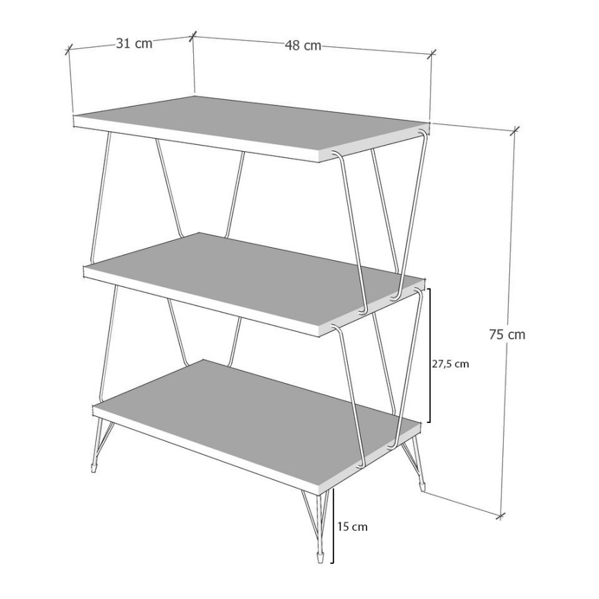 Mesa de apoio LAZANDOS 75x48 cm castanho/preto