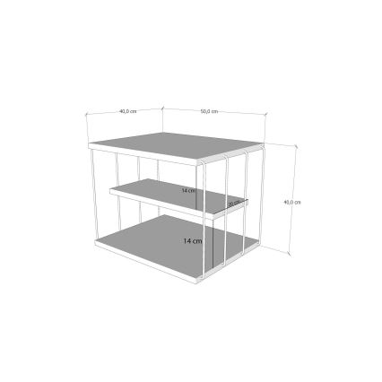 Mesa de apoio LIFON 40x50 cm branco/preto