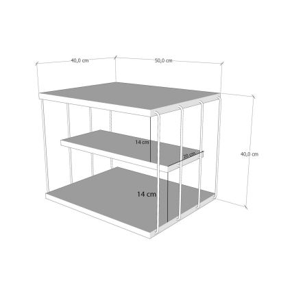 Mesa de apoio LIFON 40x50 cm castanho/preto