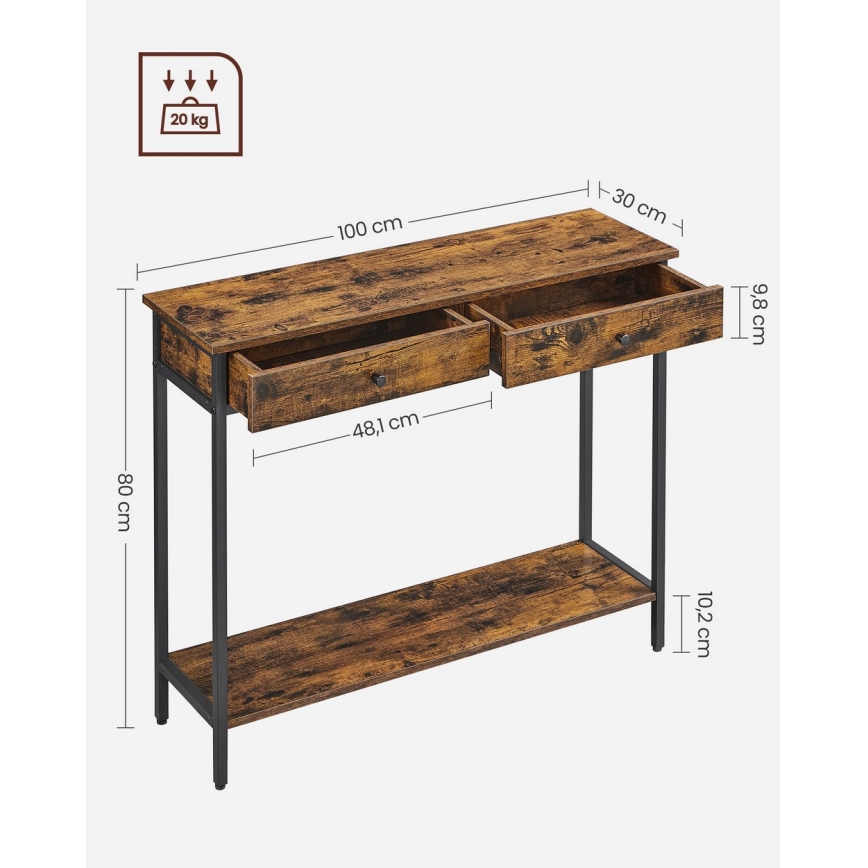 Mesa de apoio LUVOR castanho/preto
