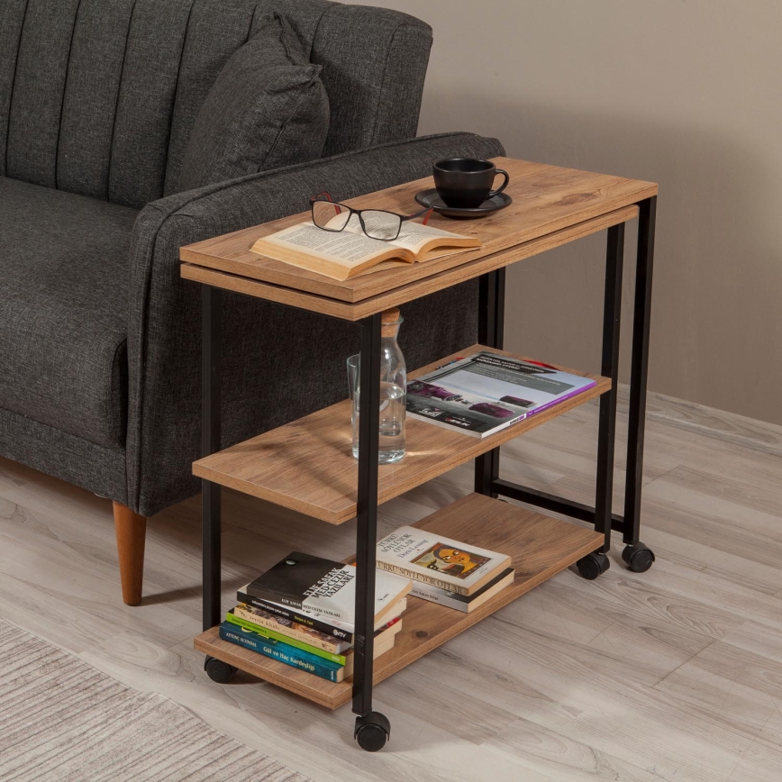 Mesa de apoio MELIN 63x70 cm castanho/preto