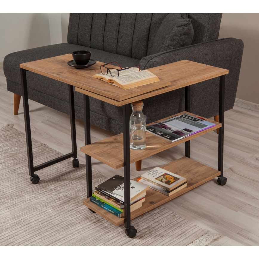 Mesa de apoio MELIN 63x70 cm castanho/preto
