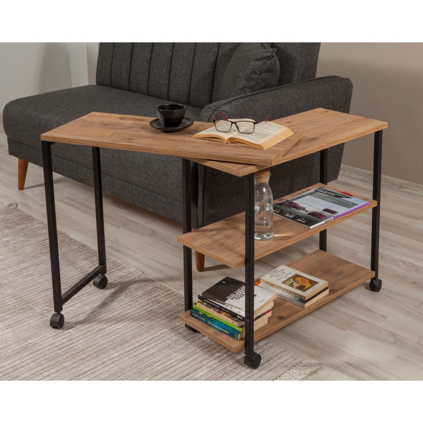 Mesa de apoio MELIN 63x70 cm castanho/preto