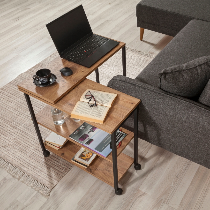 Mesa de apoio MELIN 63x70 cm castanho/preto