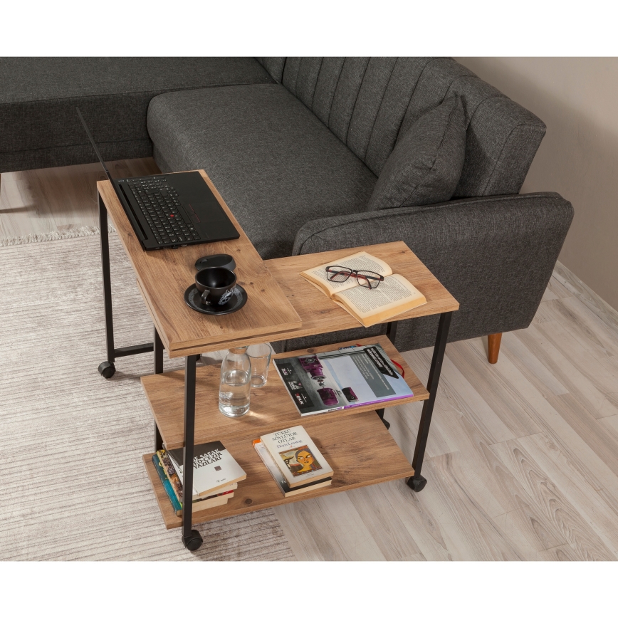 Mesa de apoio MELIN 63x70 cm castanho/preto