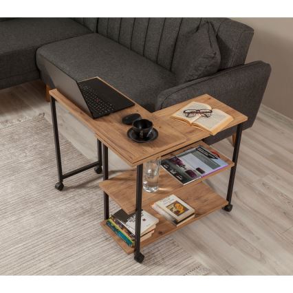 Mesa de apoio MELIN 63x70 cm castanho/preto