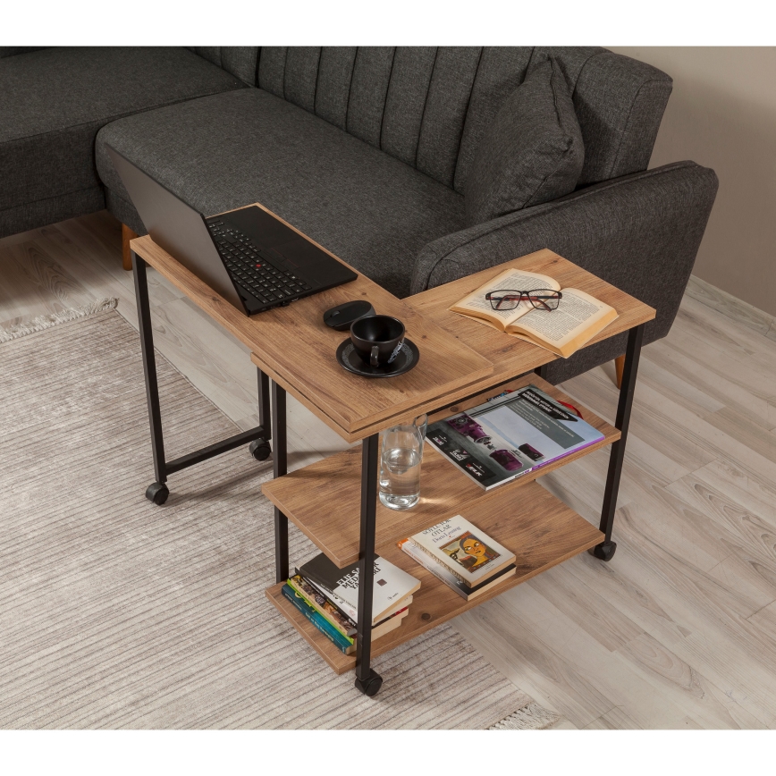 Mesa de apoio MELIN 63x70 cm castanho/preto