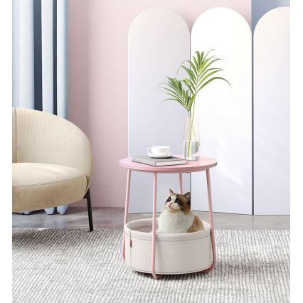 Mesa de apoio NOIRA rosa/branco