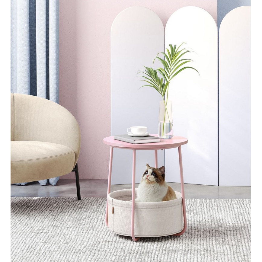 Mesa de apoio NOIRA rosa/branco
