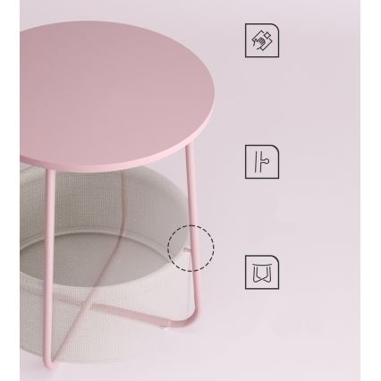 Mesa de apoio NOIRA rosa/branco