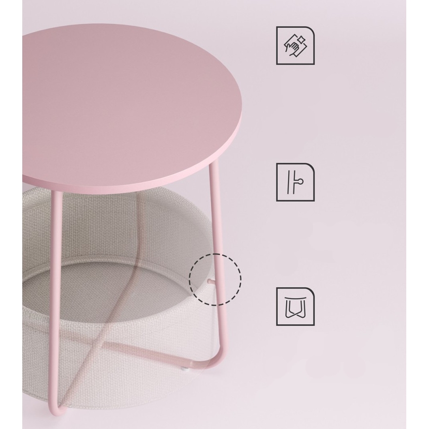 Mesa de apoio NOIRA rosa/branco
