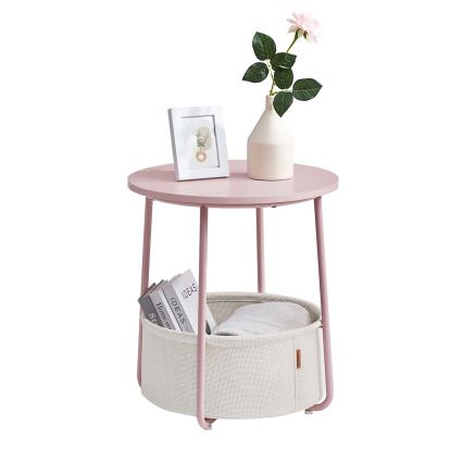 Mesa de apoio NOIRA rosa/branco