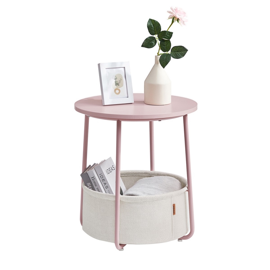 Mesa de apoio NOIRA rosa/branco