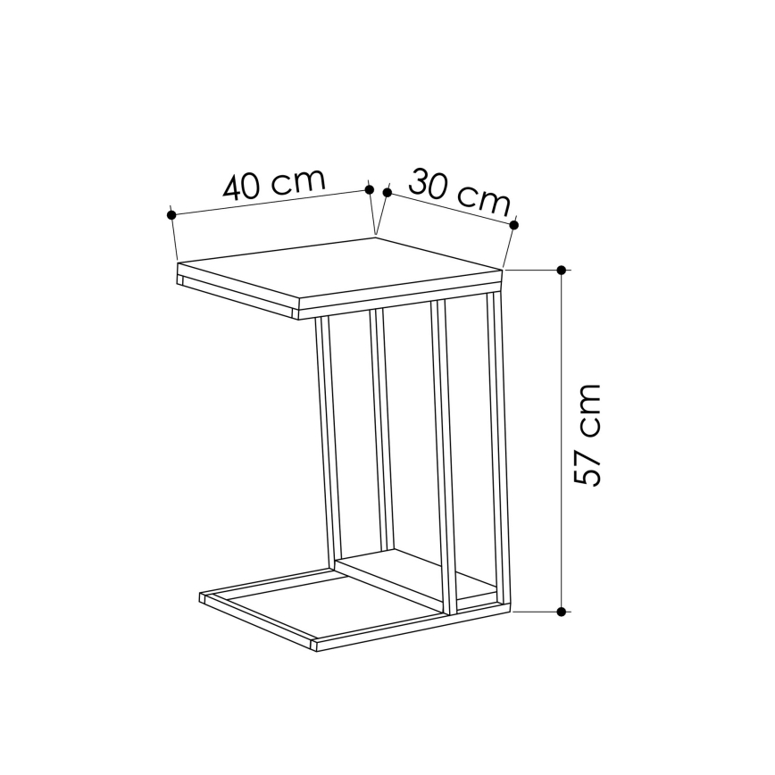 Mesa de apoio PAL 57x40 cm bege/preto
