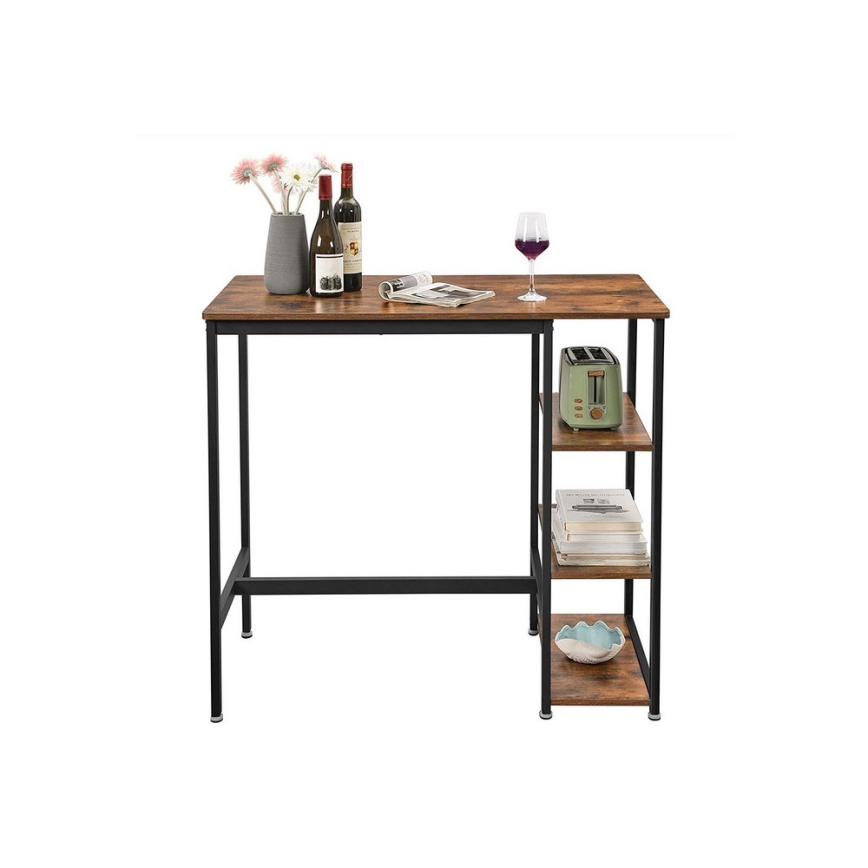 Mesa de bar com prateleiras BARTIS castanho/preto