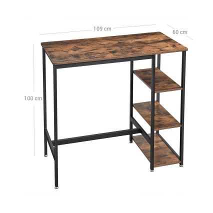 Mesa de bar com prateleiras BARTIS castanho/preto