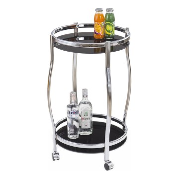 Mesa de bar móvel BAR 71x42 cm cromado brilhante/preto