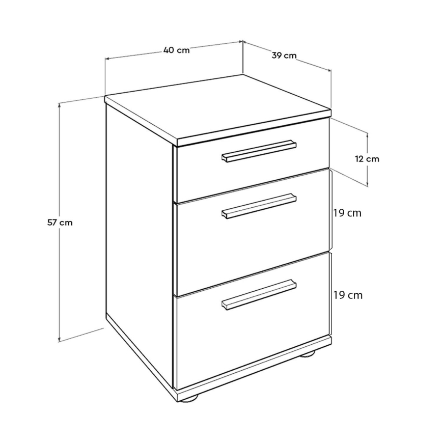 Mesa de cabeceira 57x40 cm branco