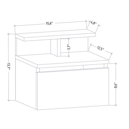 Mesa de cabeceira ALICE 39,8x35 cm branco
