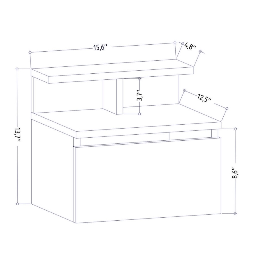 Mesa de cabeceira ALICE 39,8x35 cm branco
