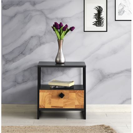 Mesa de cabeceira ALTUNIZADE 50x45 cm preto/castanho