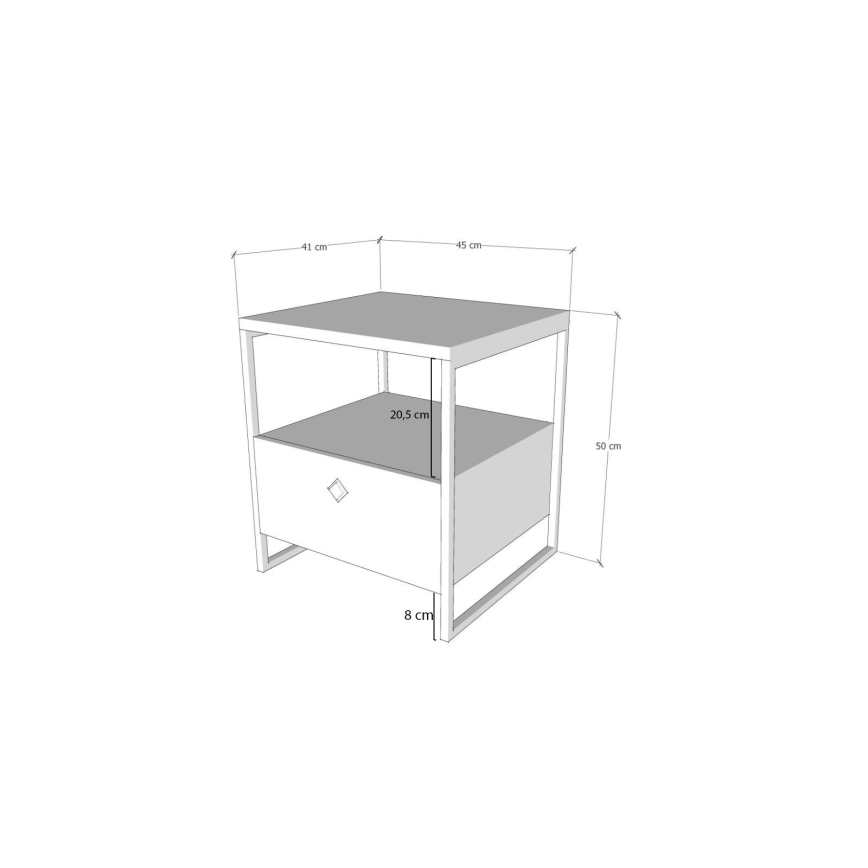 Mesa de cabeceira ALTUNIZADE 50x45 cm preto/castanho