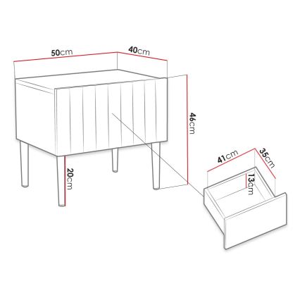 Mesa de cabeceira ARCOS 46x50 cm branco/dourada
