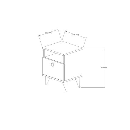 Mesa de cabeceira BARLO 50x40 cm branco