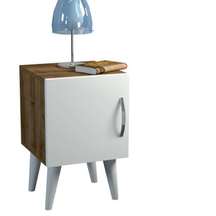 Mesa de cabeceira BELLINI 55x35 cm branca/castanha