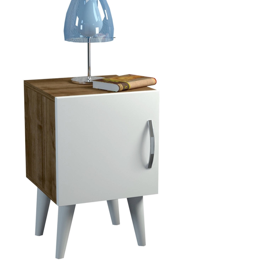 Mesa de cabeceira BELLINI 55x35 cm branca/castanha