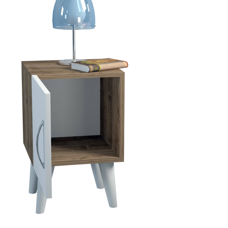 Mesa de cabeceira BELLINI 55x35 cm branca/castanha