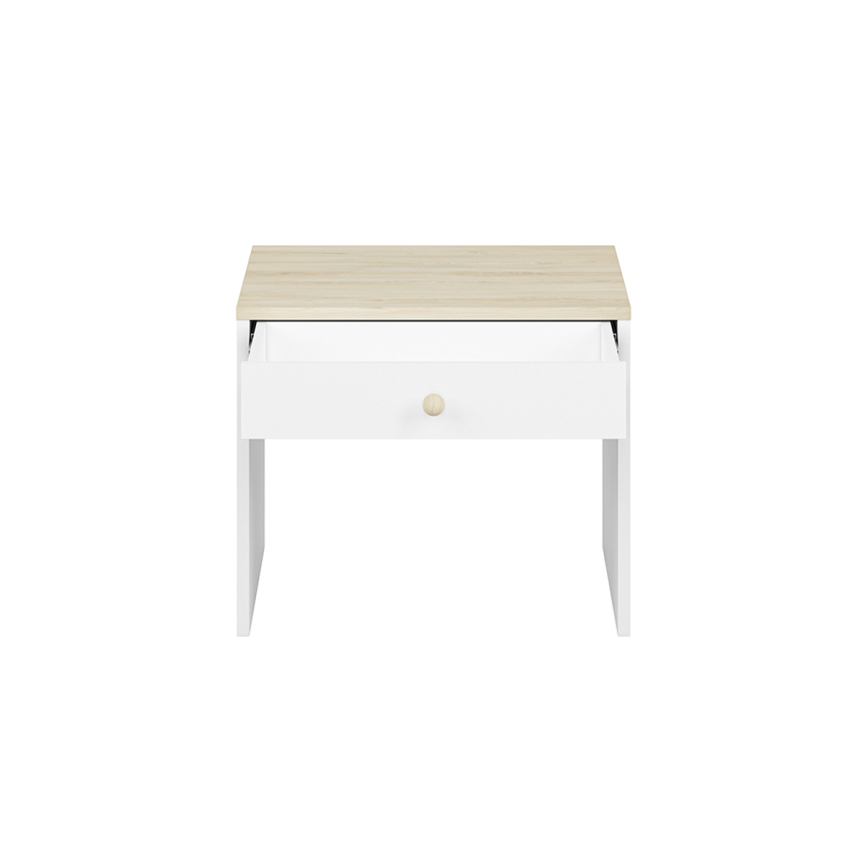 Mesa de cabeceira BUBO 58x69 cm branco/bege