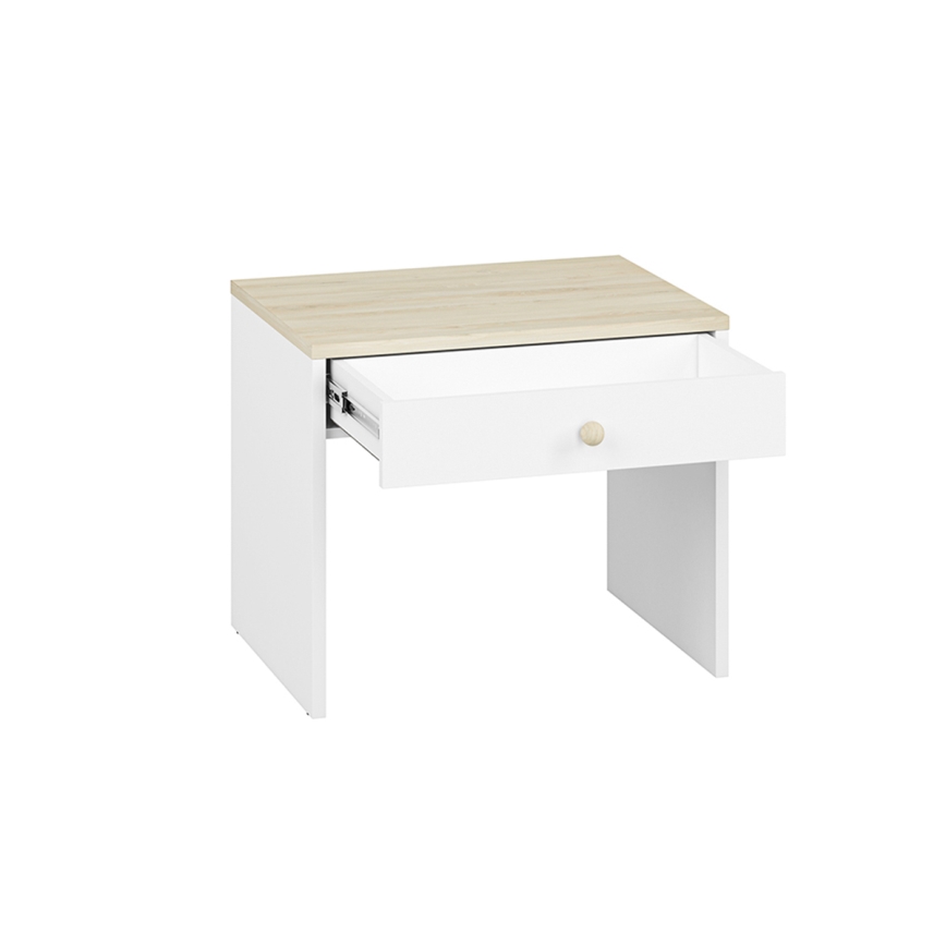 Mesa de cabeceira BUBO 58x69 cm branco/bege