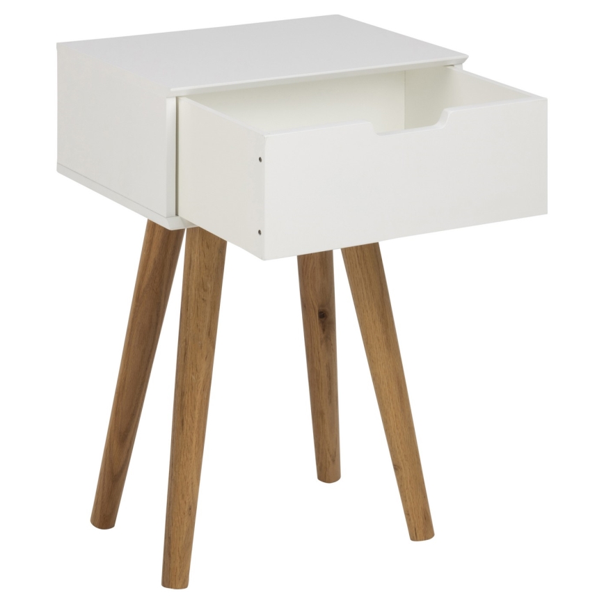 Mesa de cabeceira CARLY carvalho/branco