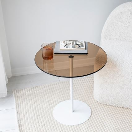 Mesa de cabeceira CHILL 50x50 cm branco/bronze