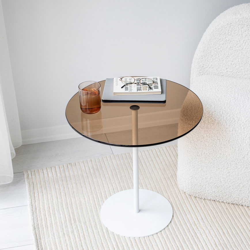 Mesa de cabeceira CHILL 50x50 cm branco/bronze