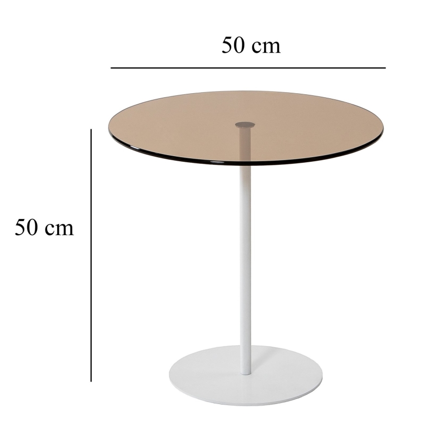 Mesa de cabeceira CHILL 50x50 cm branco/bronze