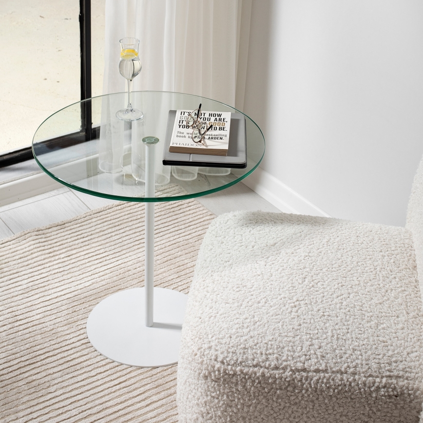 Mesa de cabeceira CHILL 50x50 cm branco/transparente
