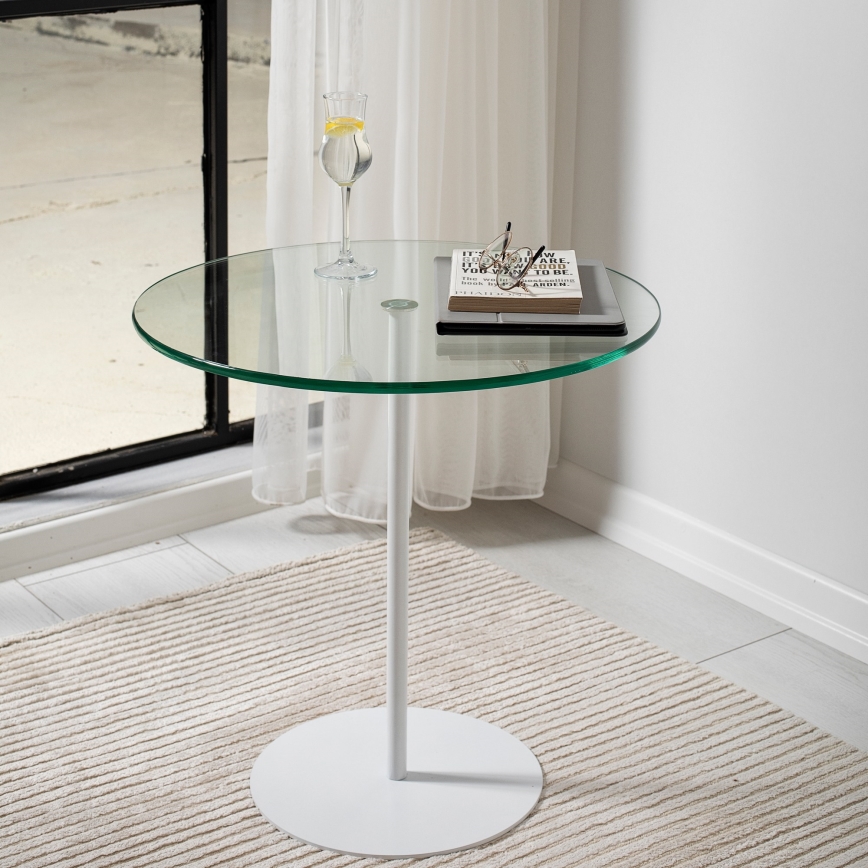 Mesa de cabeceira CHILL 50x50 cm branco/transparente
