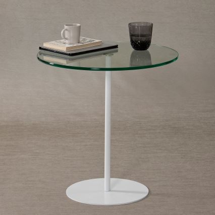 Mesa de cabeceira CHILL 50x50 cm branco/transparente