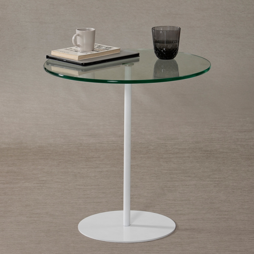 Mesa de cabeceira CHILL 50x50 cm branco/transparente