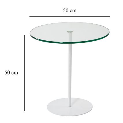 Mesa de cabeceira CHILL 50x50 cm branco/transparente