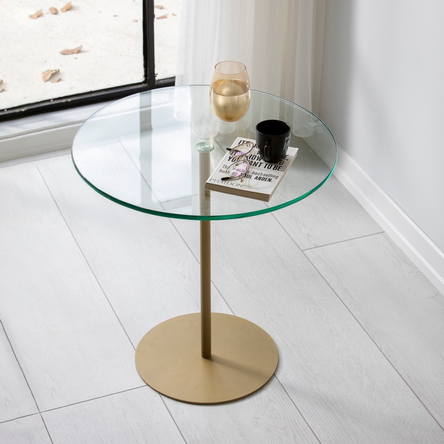 Mesa de cabeceira CHILL 50x50 cm dourada/transparente