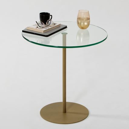 Mesa de cabeceira CHILL 50x50 cm dourada/transparente